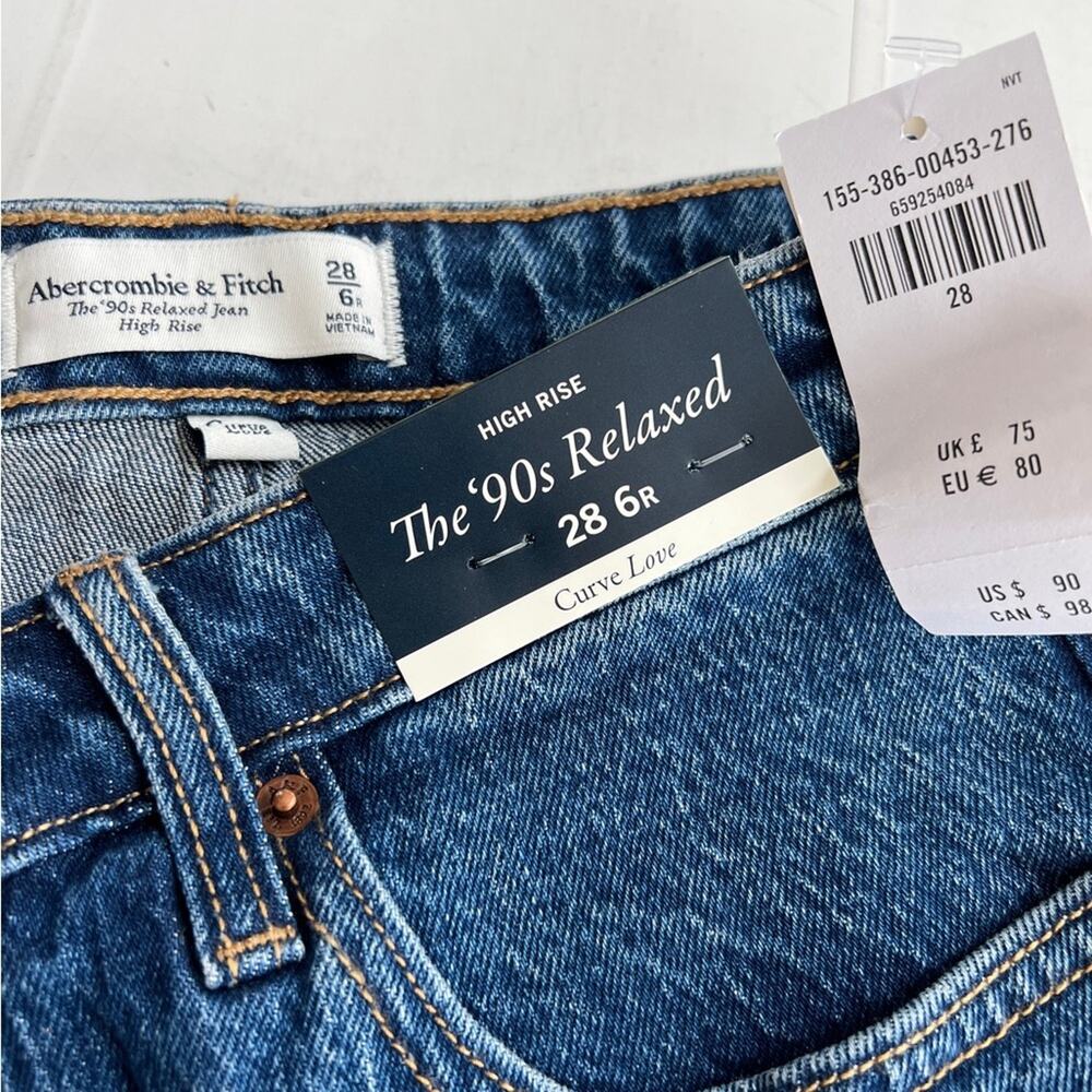 New ABERCROMBIE Curve Love High Rise 90s Relaxed Jean Dark SIZE 28 Regular - Picture 6 of 9
